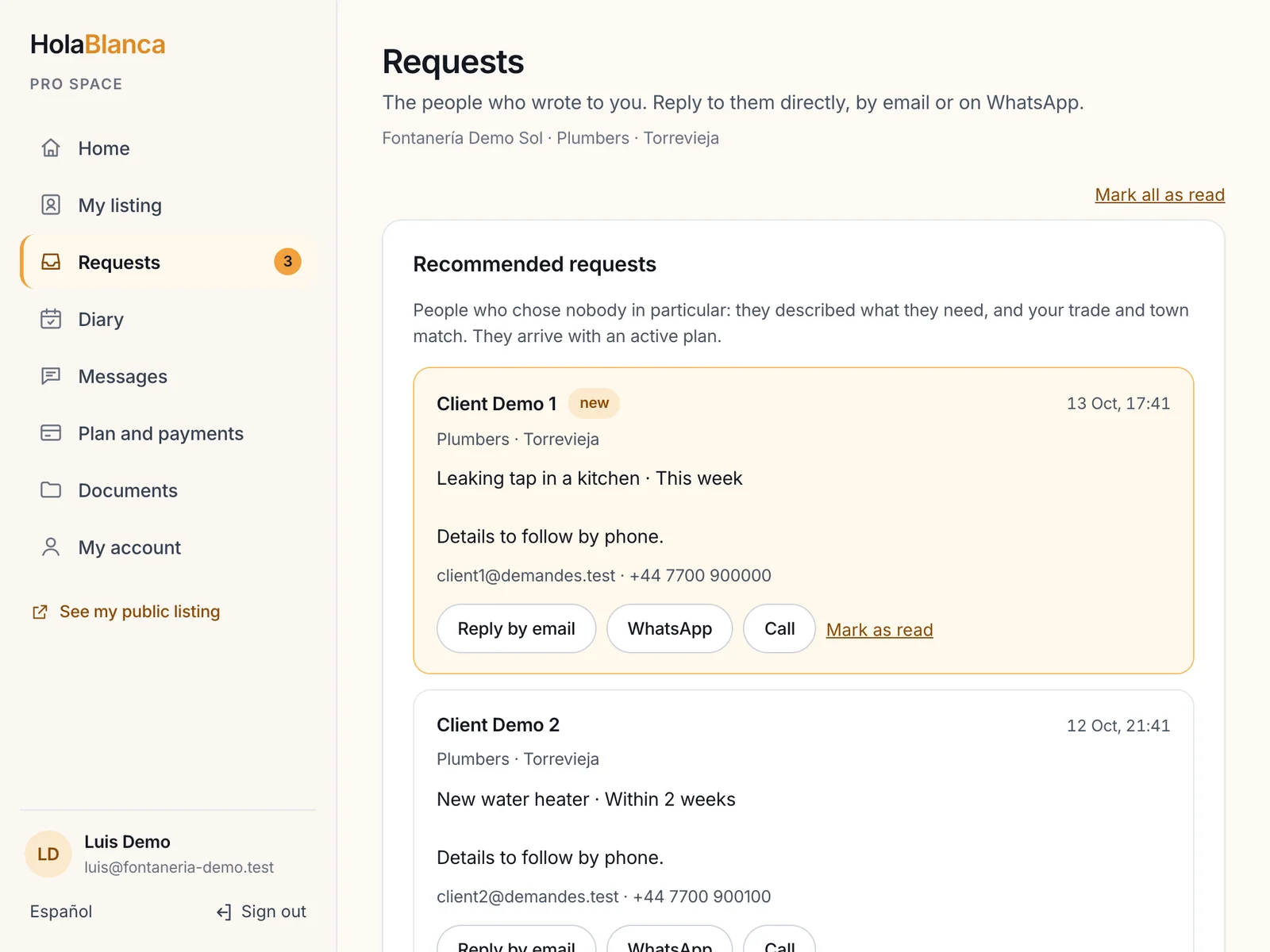 Recommended requests: what each person needs, and the town