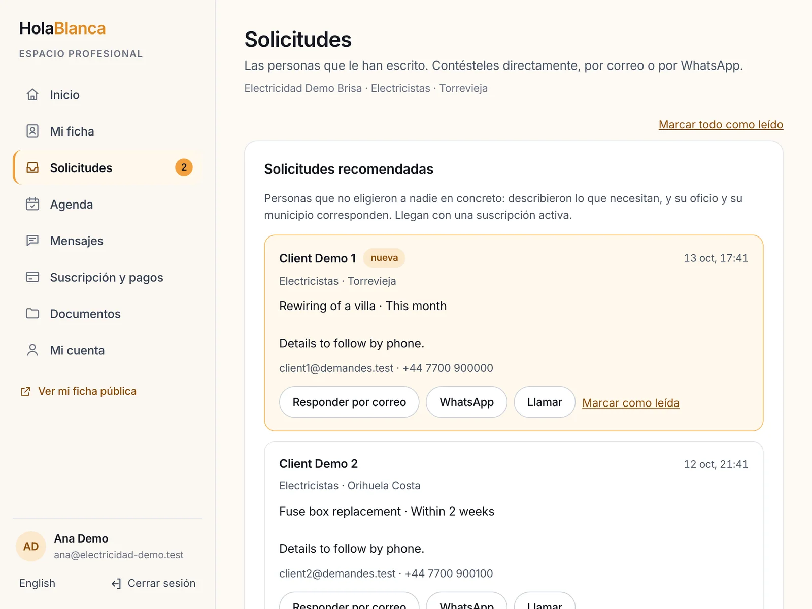 Solicitudes recomendadas de varios municipios
