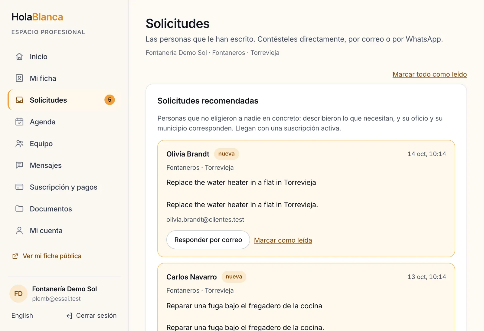 Solicitudes abiertas de los municipios que cubres, recomendadas para ti